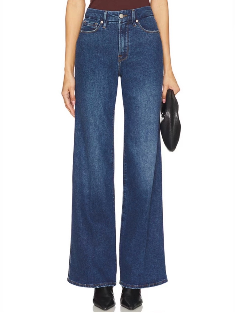 Good American Good Skate High Waist Wide Leg Jeans Blue383 Size 30